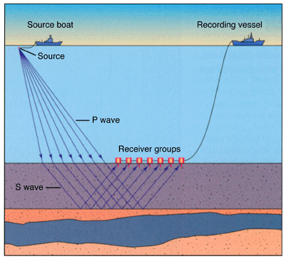 Schematic diagram of marine seismic acquisition