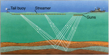 Diagram of marine seismic acquisition